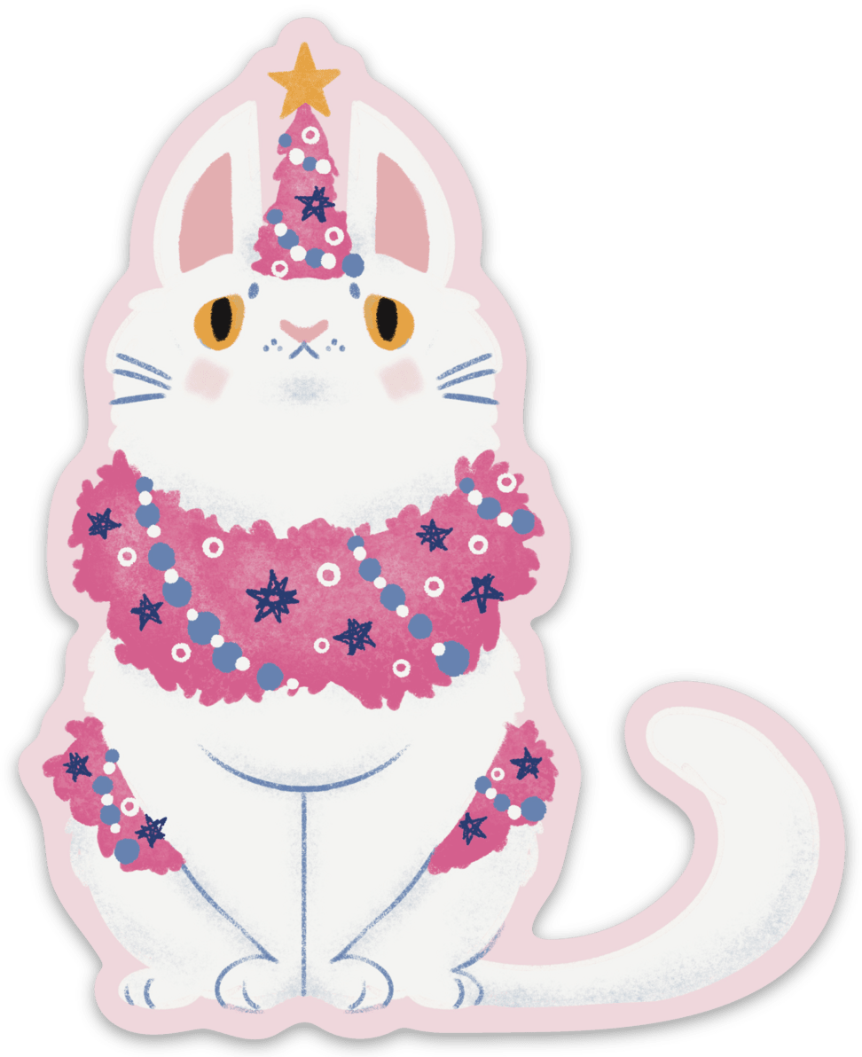 Kitty Tree Holiday Sticker Sticker Ash Evans