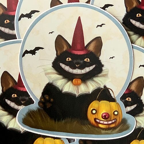 Party Cat Halloween Sticker Sticker Ash Evans 