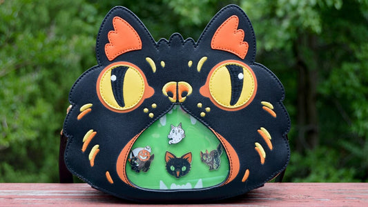 Retro Halloween vintage look black cat ITA bag purse