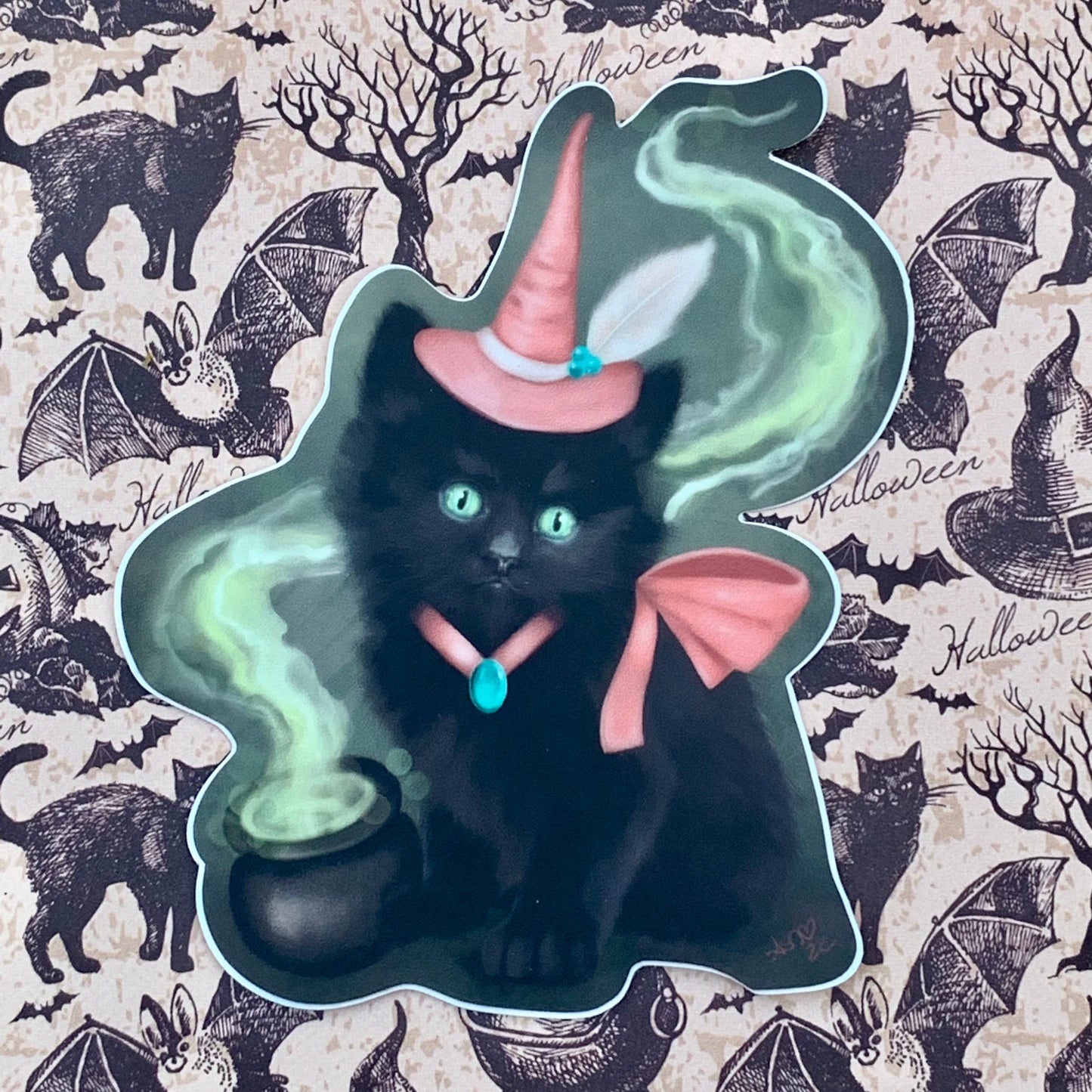 Familiar Spell Black Cat Sticker Sticker Ash Evans 