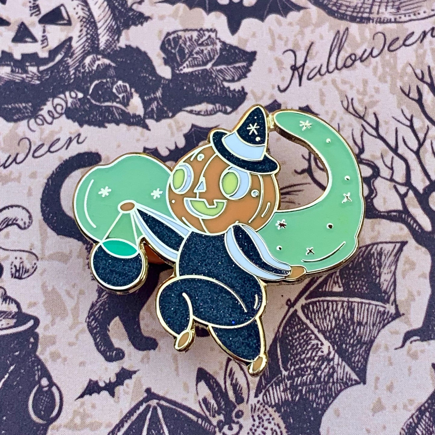 Pumpkin Reveler Halloween glow enamel pin Pin Ash Evans 