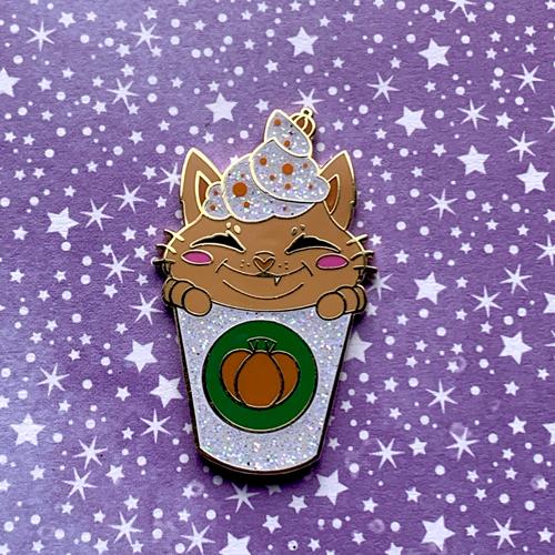 Pumpkin Spice Latte Cat Pin Pin Ash Evans