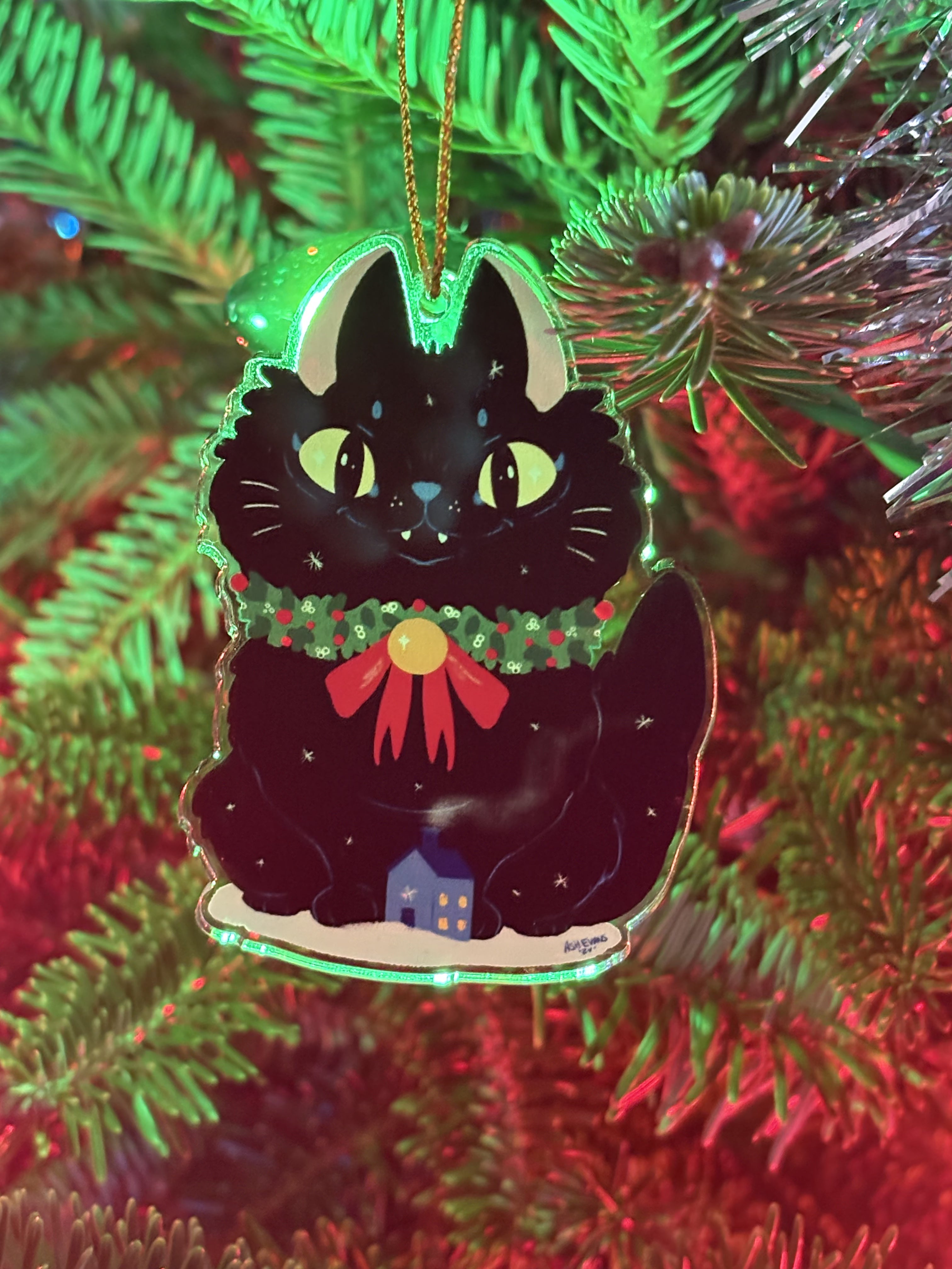 Yule Cat Acrylic Tree ornament – Ash Evans Yule Cat Acrylic Tree ornament – Ash Evans