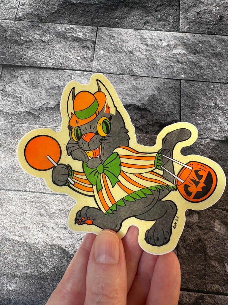 Scratch Black Cat Halloween Sticker - Ash Evans