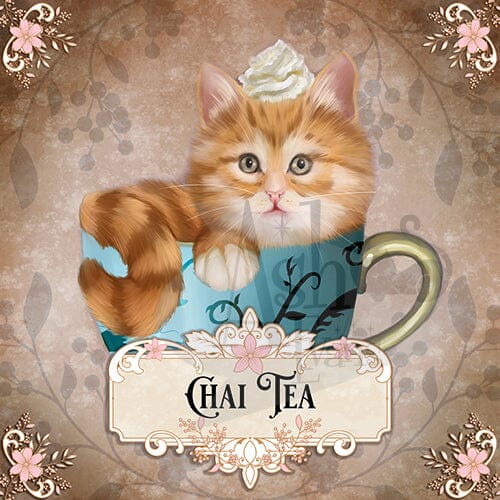 Chai Tea Cat Kit-Tea label print Print Ash Evans 