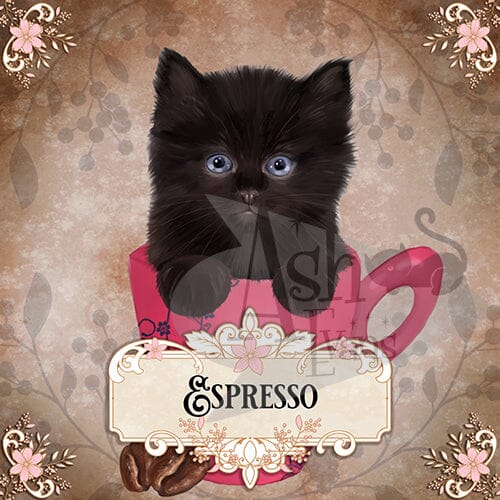 Espresso Cat Kit-Tea label print Print Ash Evans 