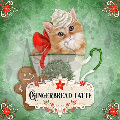 Gingerbread latte tea label art print Print Ash Evans 