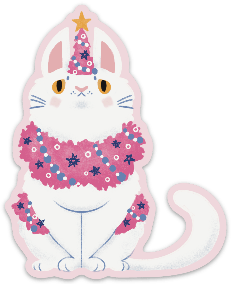 Kitty Tree Holiday Sticker Sticker Ash Evans 