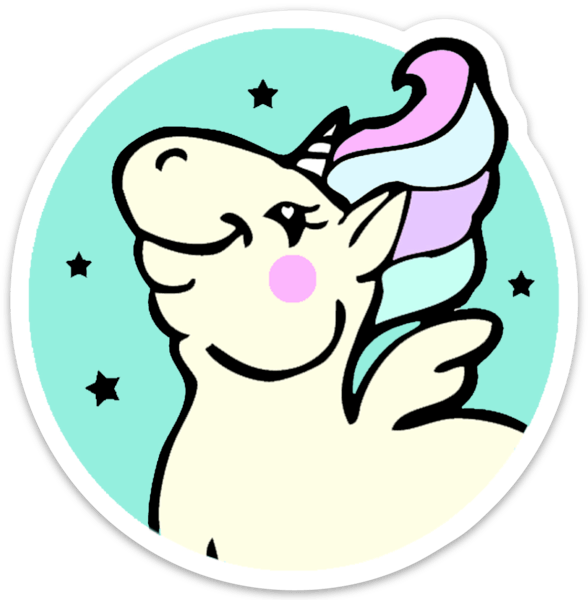 Chubby unicorn profile sticker Sticker Ash Evans 
