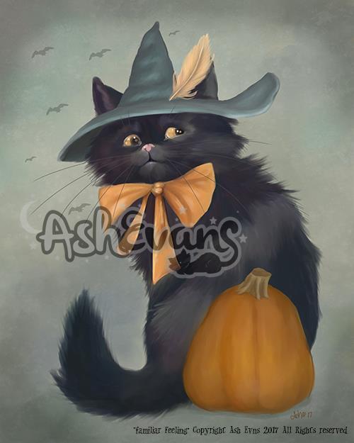 Familiar Feeling vintage halloween art Print Print Ash Evans 