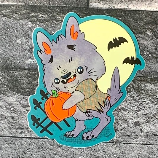 Fleas the Werewolf Retro Halloween Sticker Sticker Ash Evans 