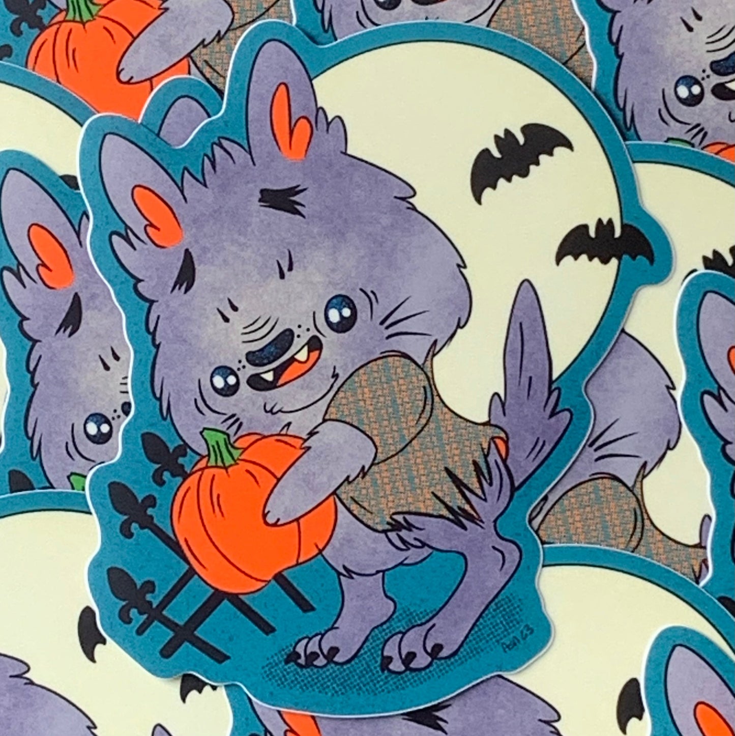 Fleas the Werewolf Retro Halloween Sticker Sticker Ash Evans 