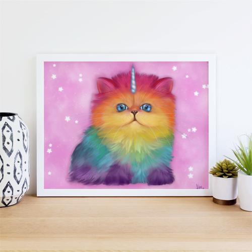 Mewnicorn Unicorn Cat Print Print Ash Evans 