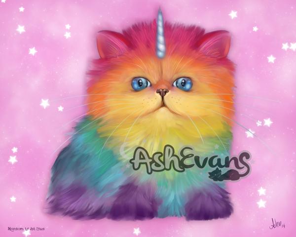 Mewnicorn Unicorn Cat Print Print Ash Evans 