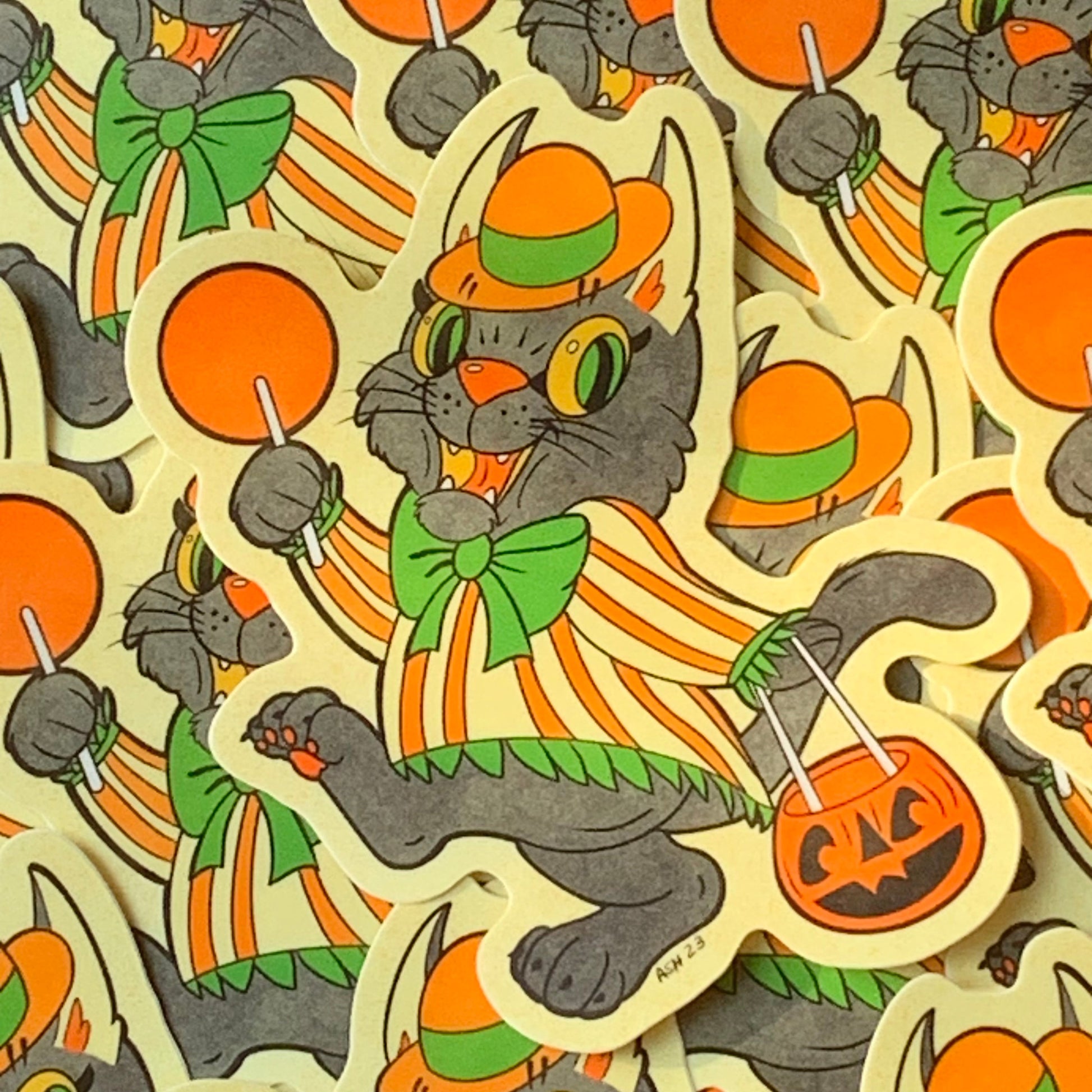 Scratch Black Cat Halloween Sticker Sticker Ash Evans 