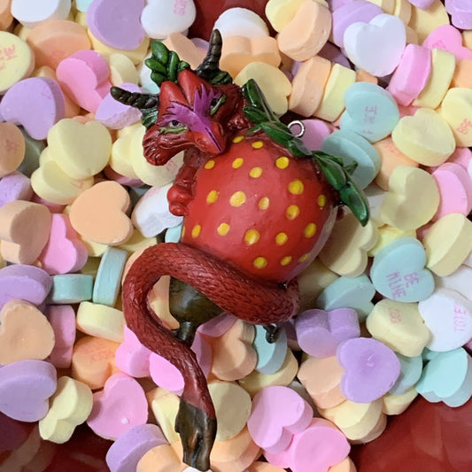 Strawberry dragon Hanging ornament Figurine Ash Evans 